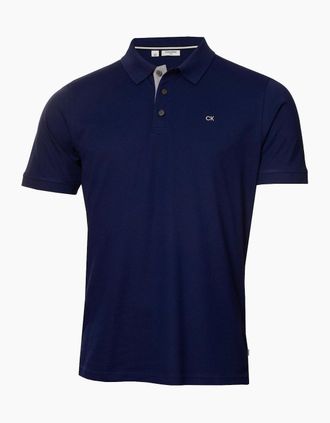 Calvin Klein Mens Embroidered Collared Neck Short Sleeve Polo Shirt - Navy - Size: 36