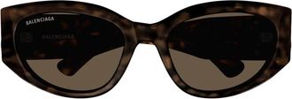 Balenciaga Ovale Frame Zonnebril Bb 0324Sk - Dames - Zonnebrillen - Bruin - 55 MM - Accessoires