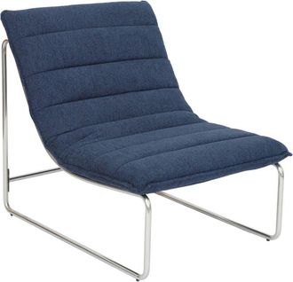 Sweeek Sill&oacute;n de tela chenilla con estructura cromada, azul
