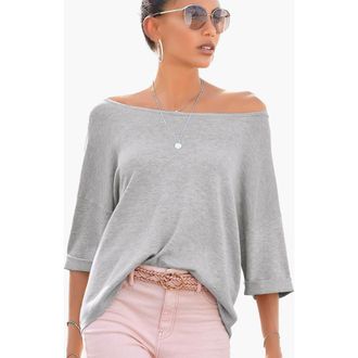 Lascana Oversized Reversible Sweater in Grey at Nordstrom, Size 14