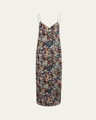 Khaite Taja Floral Silk Chiffon Maxi Slip Dress