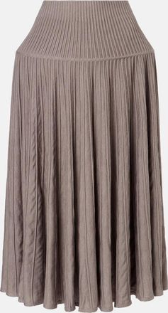 Alaia Ala&iuml;a Pleated wool-blend midi skirt