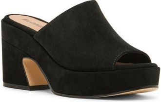 Blondo Melinda Waterprood Platform Slide Sandal in Black Suede at Nordstrom, Size 7.5
