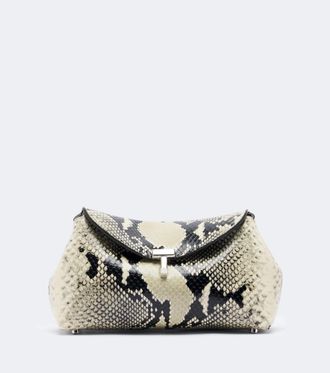Toteme T-Lock Mini snake-effect leather clutch