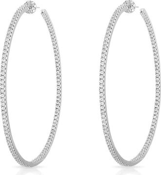 BEN ONI Thin Pave Inside Out. Hoop Earrings in Silver at Nordstrom