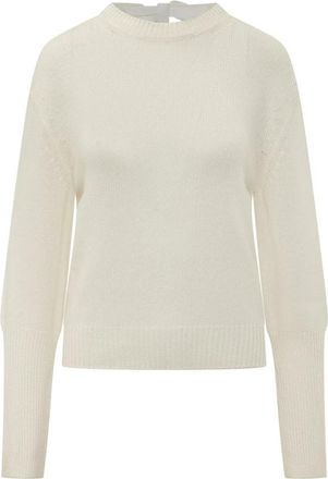 Lanvin Knoopdetail Trui - Dames - Ronde hals truien - Wit - M - Wol - Truien & Vesten