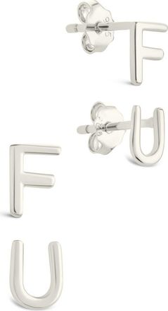 Sterling Forever F U Stud Earrings in Silver at Nordstrom Rack