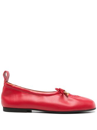 Alohas Rosalind Red Leather Ballet Flats Shoes