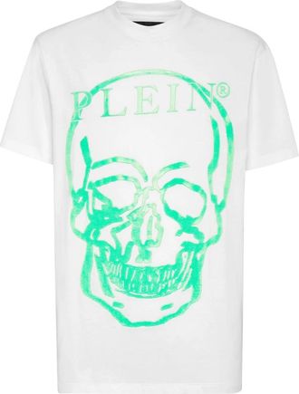 Philipp Plein T-Shirt Ronde Hals Skull and Plein - unisex - T-shirts - Wit - 2XL - Katoen - Tops