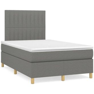 vidaXL Cama Box Spring Con Colch&oacute;n Tela Gris Oscuro 120x190 Cm Vidaxl