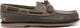 Timberland logo-embossed leather boat shoes - men - Calf Leather/Calf Leather/Rubber - 7.5 - Green
