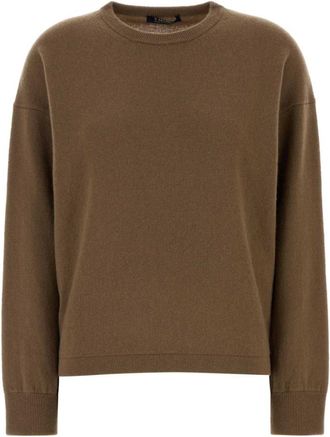 Max Mara Brown Solid Crew Neck Sweater