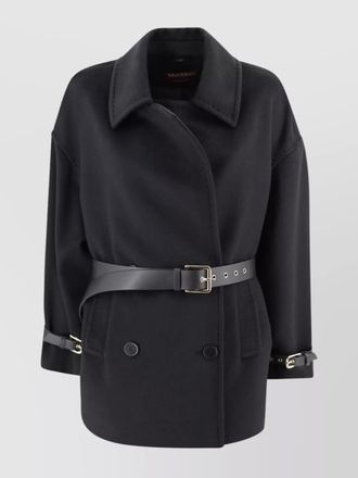Max Mara virgin wool belted double-breasted short coat