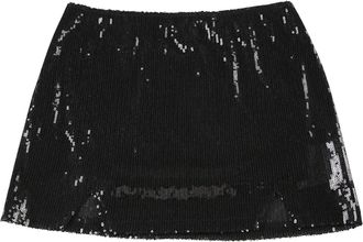 Generic Womens Leopard Print Sequins High Waist Tight Hot Girl Sexy Miniskirt Table Skirt Clip (Black, S)