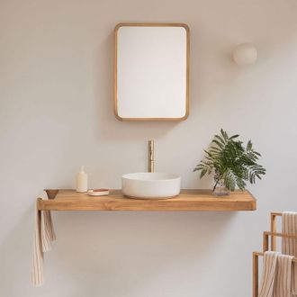 Sklum Conjunto De Mueble De Ba&ntilde;o 130x45 Cm Suspendido En Madera De Teca Neill Sklum
