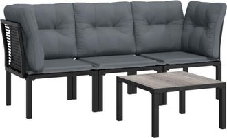 vidaXL Set De Muebles De Jard&iacute;n 4 Piezas Rat&aacute;n Sint&eacute;tico Negro Y Gris Vidaxl