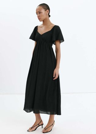 Mango Vestito texture dettaglio increspato nero - Donna - XXS - MANGO
