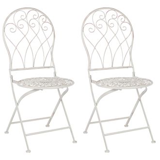 Beliani Beliani - Conjunto De 2 Sillas De Balc&oacute;n De Metal Blanco Crema Efecto Desgastado Stiffe