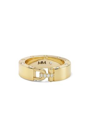 Melinda Maria Ashley Smooth Lock Ring in Gold-White at Nordstrom, Size 10
