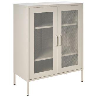 Beliani Aparador Industrial Moderno De Acero Para Oficina 2 Puertas Estantes Beige Claro Wakatipu