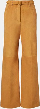 Gabriela Hearst Pantaloni Norman in camoscio a gamba larga