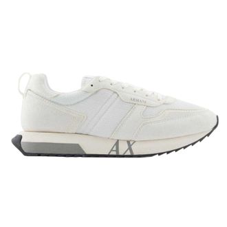 A|X Armani Exchange Heren-sportschoenen van mesh met contrasterende zool (Gebroken wit)