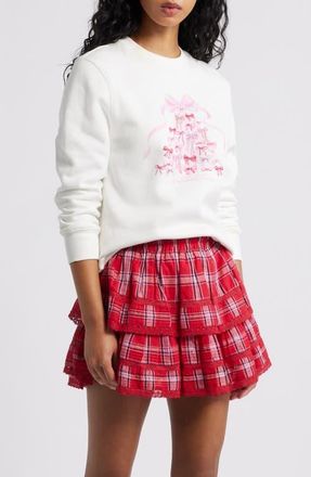 LoveShackFancy Tiered Ruffle Miniskirt in Cherry Jubilee at Nordstrom, Size Xx-Small