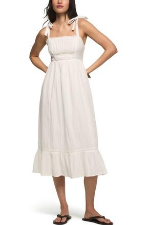Lucky Brand Tie Strap Sleeveless Midi Dress in Bright White at Nordstrom, Size X-Large