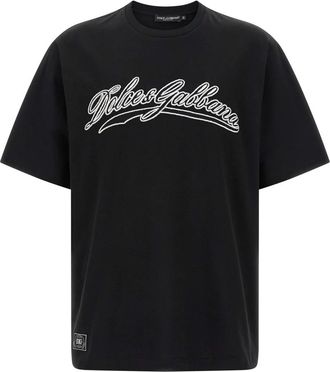 Dolce & Gabbana Katoenen T-shirt met logo-borduursel - Heren - T-shirts - Zwart - 2XL - Katoen - Tops