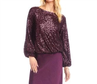 Karen Kane Baila Blouson Top In Eggplant