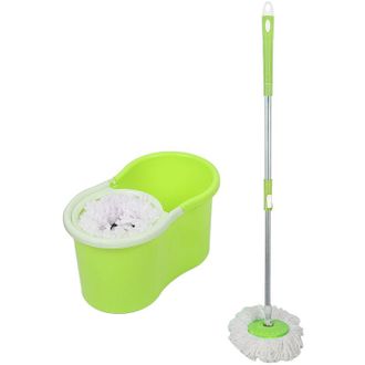 OEM Balai Magique - Seau Essoreur - Tete Pivotante 360&deg; - Manche Telescopique 80-111 Cm - Pour Sols Durs - 2 Tetes Microfibre
