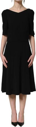 Dolce & Gabbana Jurk met korte mouwen en A-lijn midi-lengte - Dames - Casual kleedjes - Zwart - XS - Kleedjes