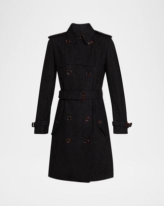 Burberry Foxfield Lace Double-Breasted Short Trench Jacket