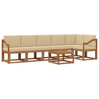 vidaXL Conjunto De Sof&aacute;s De Exterior Con Coj&iacute;n 7 Pcs Natural Y Beige Vidaxl