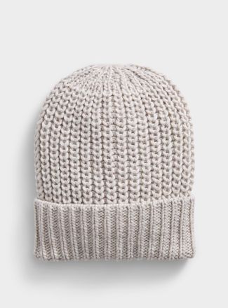 Simons Womens Contrasting-texture chunky knit Tuque HatExclusive collection from Italy