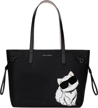Karl Lagerfeld Tassen, Dames, Zwart, ONE Size, Ikon Tote Bag
