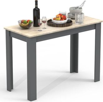 ebuy24 Mesa De Comedor De Madera Vcm Al. 76 X An. 110 X P. 50 Cm Mesa De Cocina Mesa De Comedor Esal (antracita / Roble De Miel)
