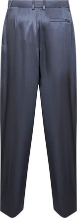 Giorgio Armani Womens Trousers Double Silk Satin Light Blue