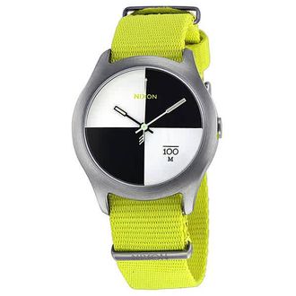 Nixon Quad Black and White Dial Neon Yellow Canvas Strap Mens A3441262