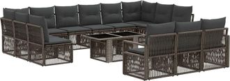 vidaXL Conjunto De Sof&aacute;s De Jard&iacute;n 14 Uds. Gris Y Gris Oscuro Vidaxl