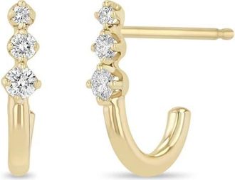 Zo&euml; Chicco 14K Gold Diamond J-Hook Stud Earrings in 14K Yellow Gold at Nordstrom
