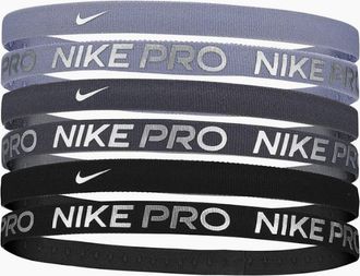 Nike Mens Nike Flex Classic Logo Metallic Headband (Pack of 6) - Black - Size: ONE size