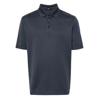 Herno Polo Shirts, male, Blue, Size: 2XL Knitted Cotton Polo Shirt