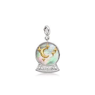 Ross-Simons Black Mother-Of-Pearl Fortune Telling Ball Charm in Sterling Silver and 18kt Gold Over Sterling
