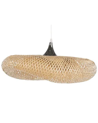 Beliani Lampadario In Bamb&ugrave; Marrone Chiaro E Metallo Forma Curva 118 X 80 Cm Boyne