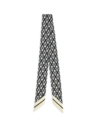 Valentino Garavani Womens Silk Scarf Tout La V Ivory-Navy Ivory/navy Scarfs