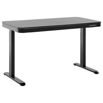 Beliani Beliani - Escritorio De Altura Regulable El&eacute;ctrico Negro 120 X 60 Cm Usb Recubrimiento Kenly
