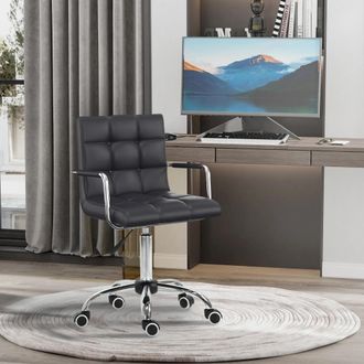 STILVORA Sedia Da Ufficio Ergonomica Con Braccioli, Altezza Regolabile E Girevole, Rivestimento In Pvc Nero