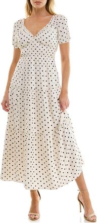 Socialite Tiered Midi Dress in Cream Black Dot at Nordstrom Rack, Size X-Small