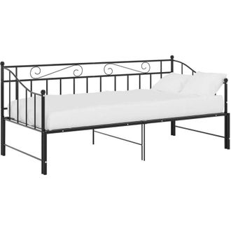 vidaXL Pull-out Sofa Bed Frame without Mattress Black Metal 90x200 cm Vidaxl